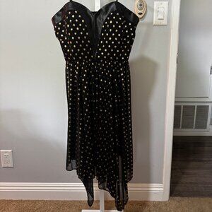 handkerchief hem strapless dress, hailey adrianna papell